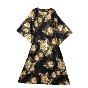 Vintage Evelyn Pearson Maxi Bell Sleeves Foral Dress  Small